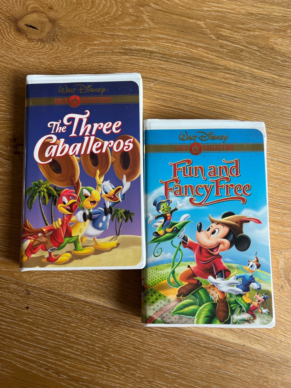 Disney The Three Caballeros & Fun and Fancy Free Purple and Blue VHS Set